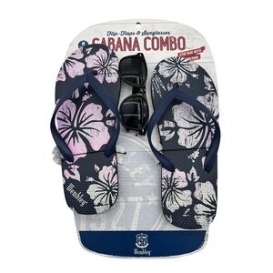Wembley Flip Flops Sunglasses Cabana Combo Mens Medium Summer Beach Floral Set
